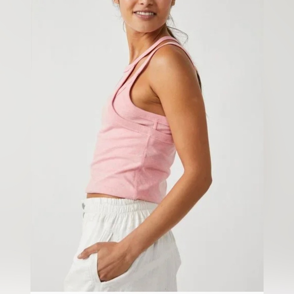 Free People Women's Two Times The Charm Tank Top in Pink Punch NWT Size Small - Picture 4 of 4